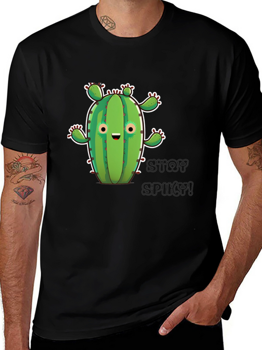 Stay Spiky Cactus Graphic T-Shirt - Black