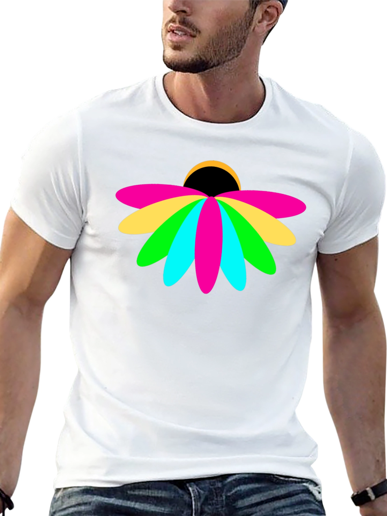 Vibrant Floral Graphic Black T-Shirt