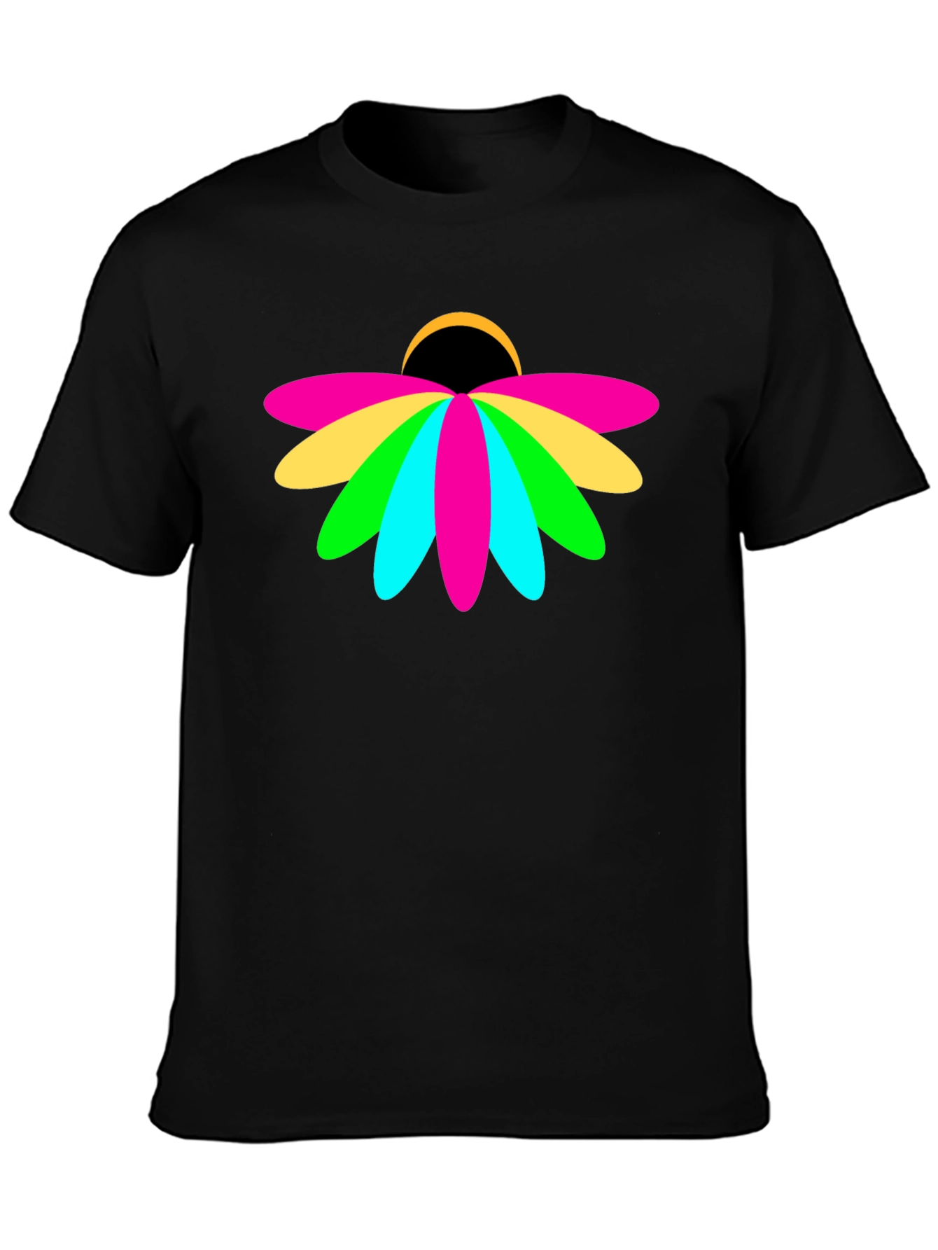 Vibrant Floral Graphic Black T-Shirt