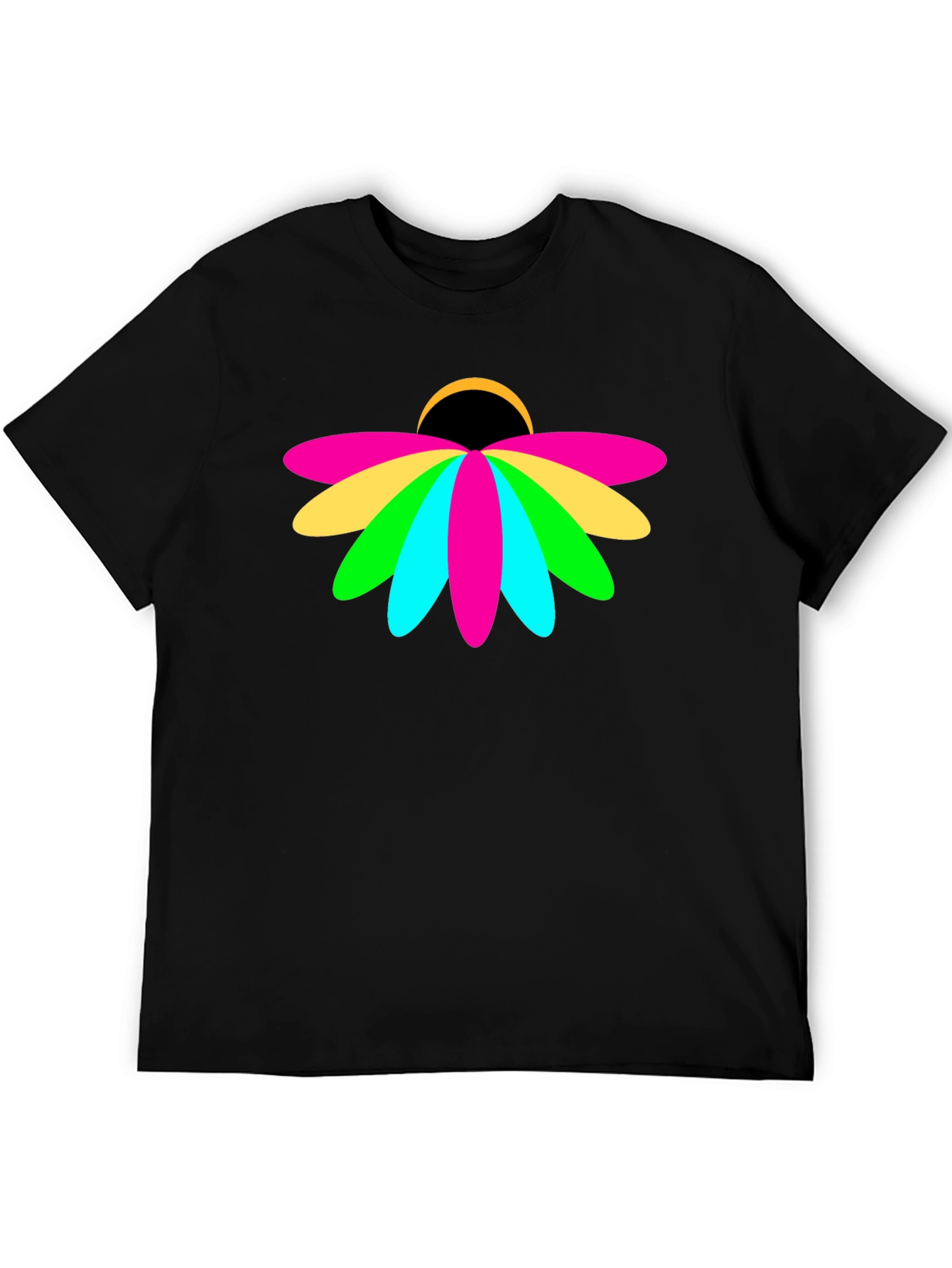Vibrant Floral Graphic Black T-Shirt