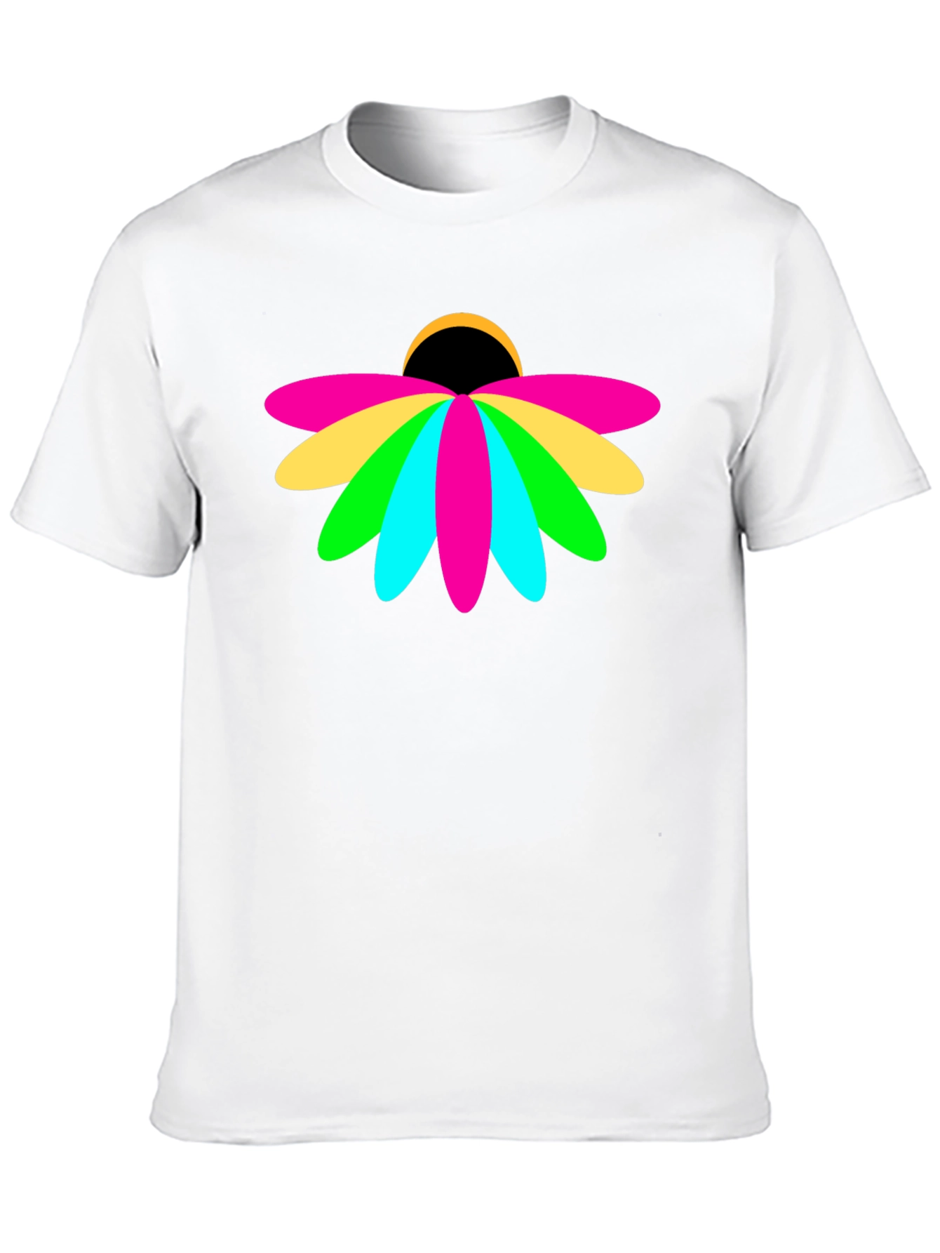 Vibrant Floral Graphic Black T-Shirt