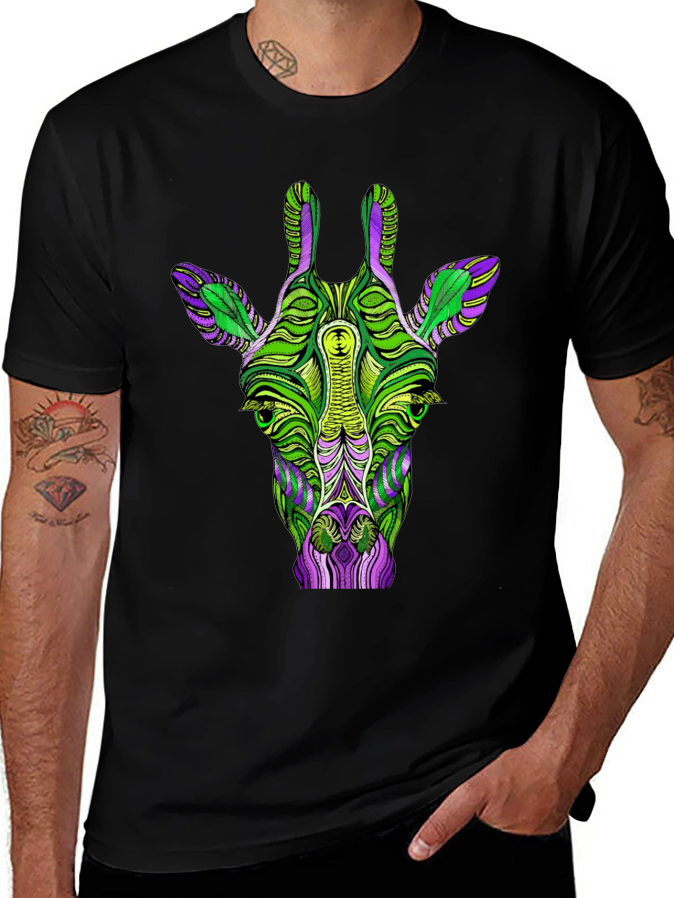 Psychedelic Giraffe Graphic T-Shirt