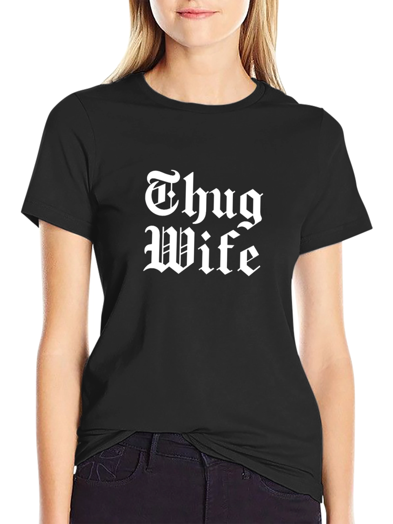 Thug Wife Graphic Tee - Black Cotton T-Shirt