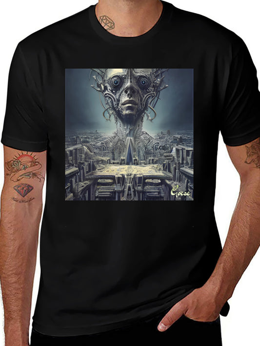 Surreal Alien Cityscape T-Shirt - Unique Graphic Tee