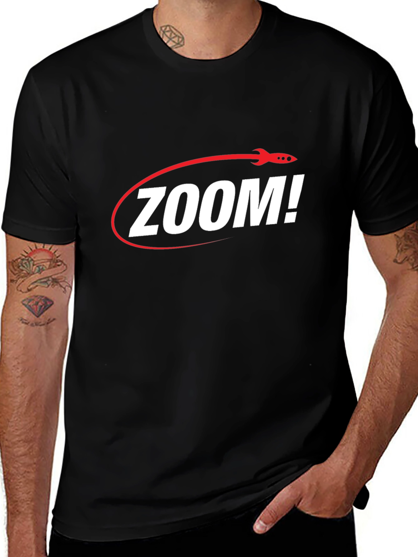 Zoom! Rocket Graphic T-Shirt - Sleek Black Tee