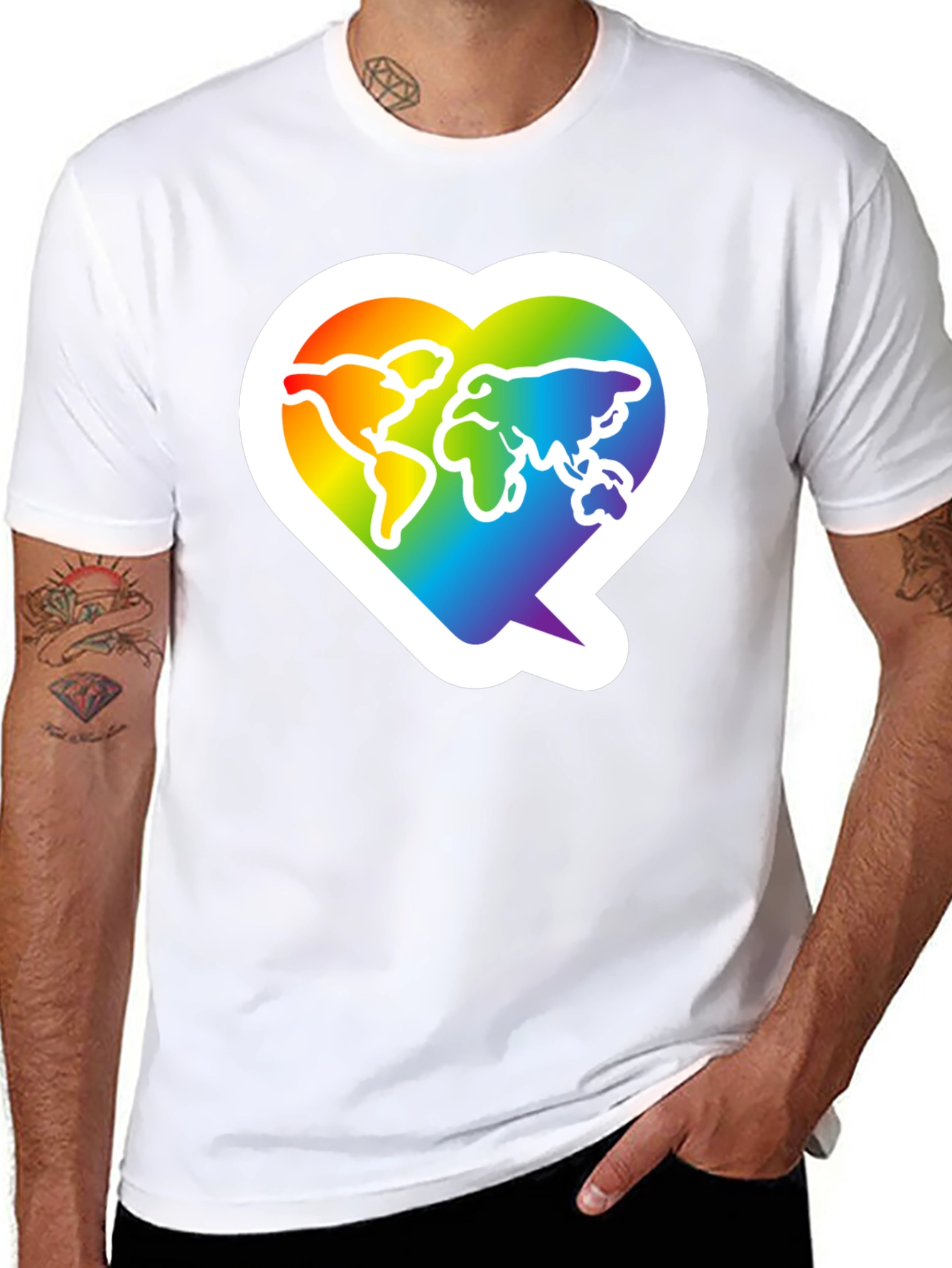 Rainbow World Heart Graphic T-Shirt