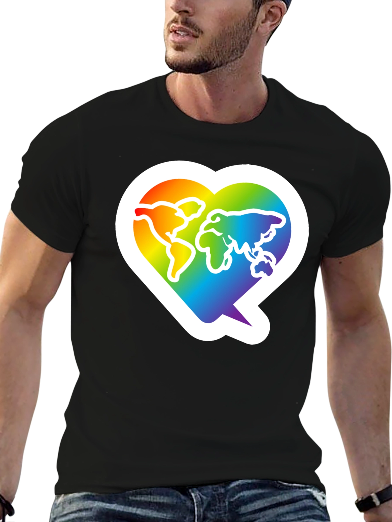 Rainbow World Heart Graphic T-Shirt