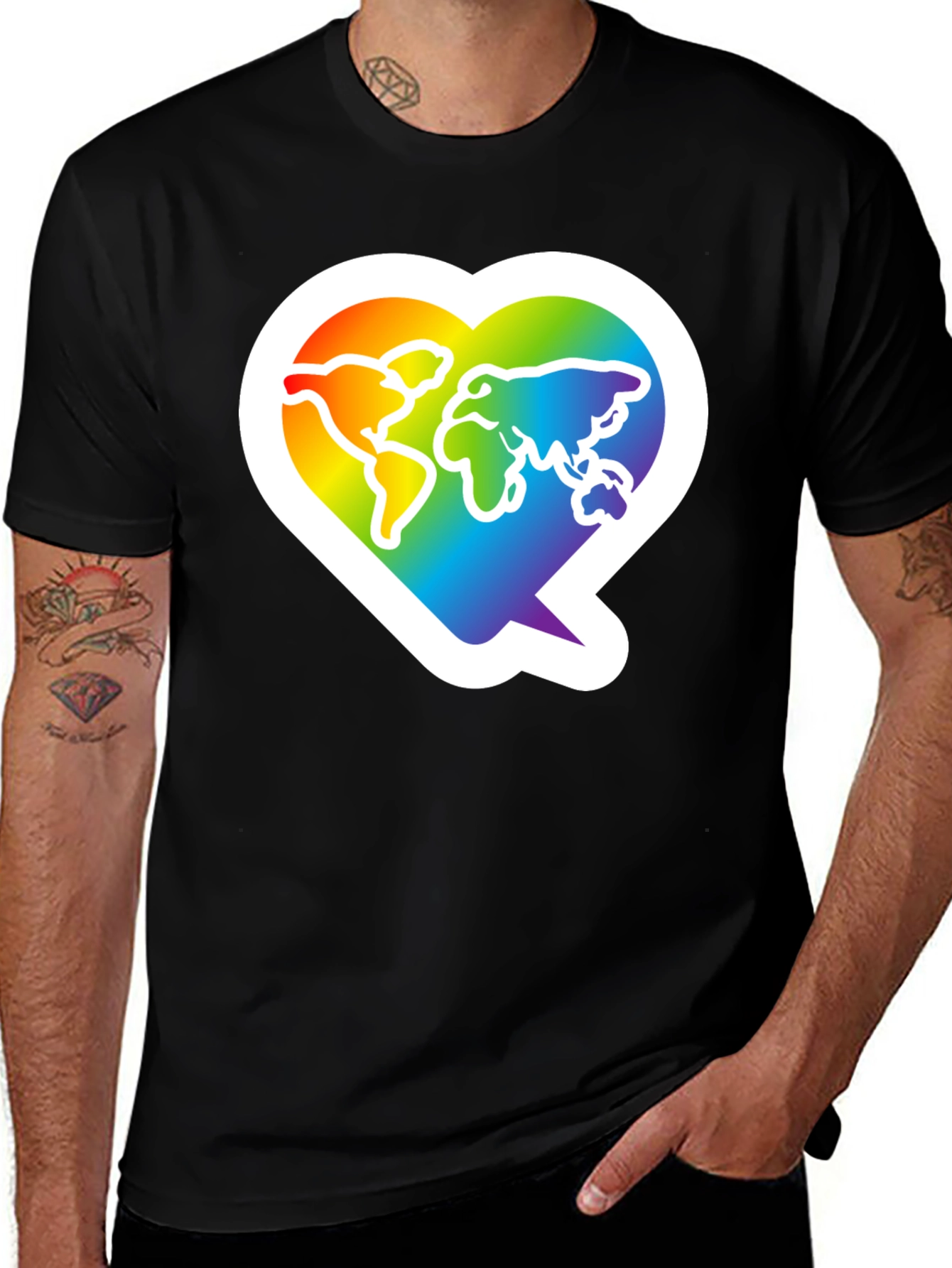 Rainbow World Heart Graphic T-Shirt