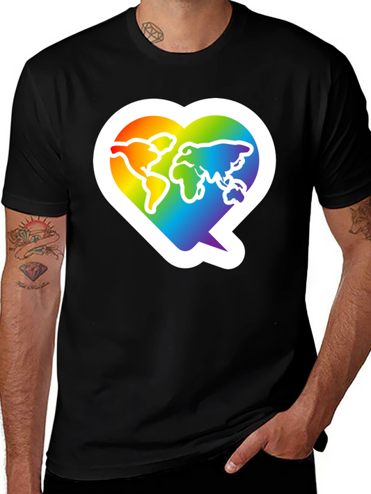 Rainbow World Heart Graphic T-Shirt