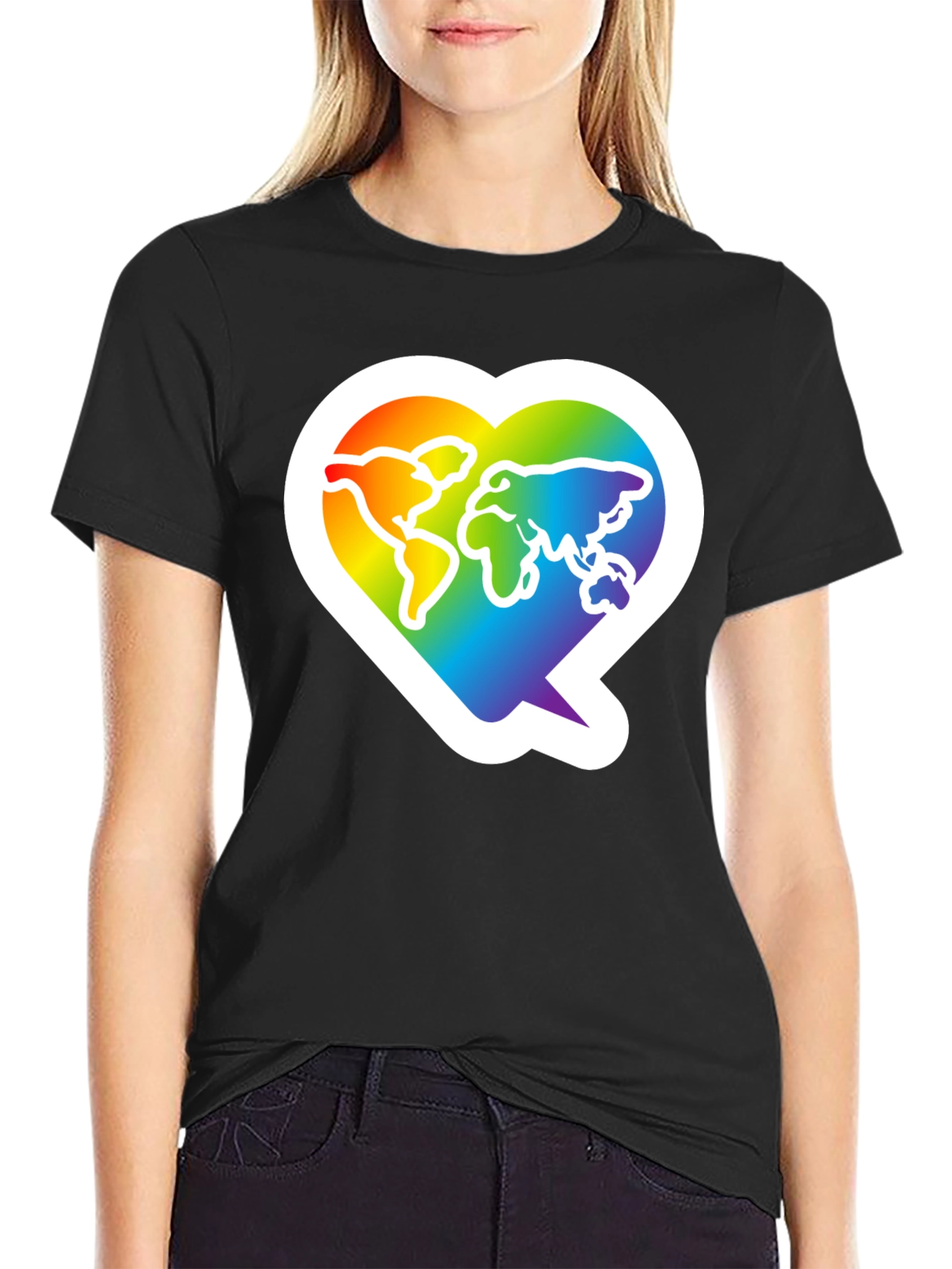 Rainbow World Heart Graphic T-Shirt