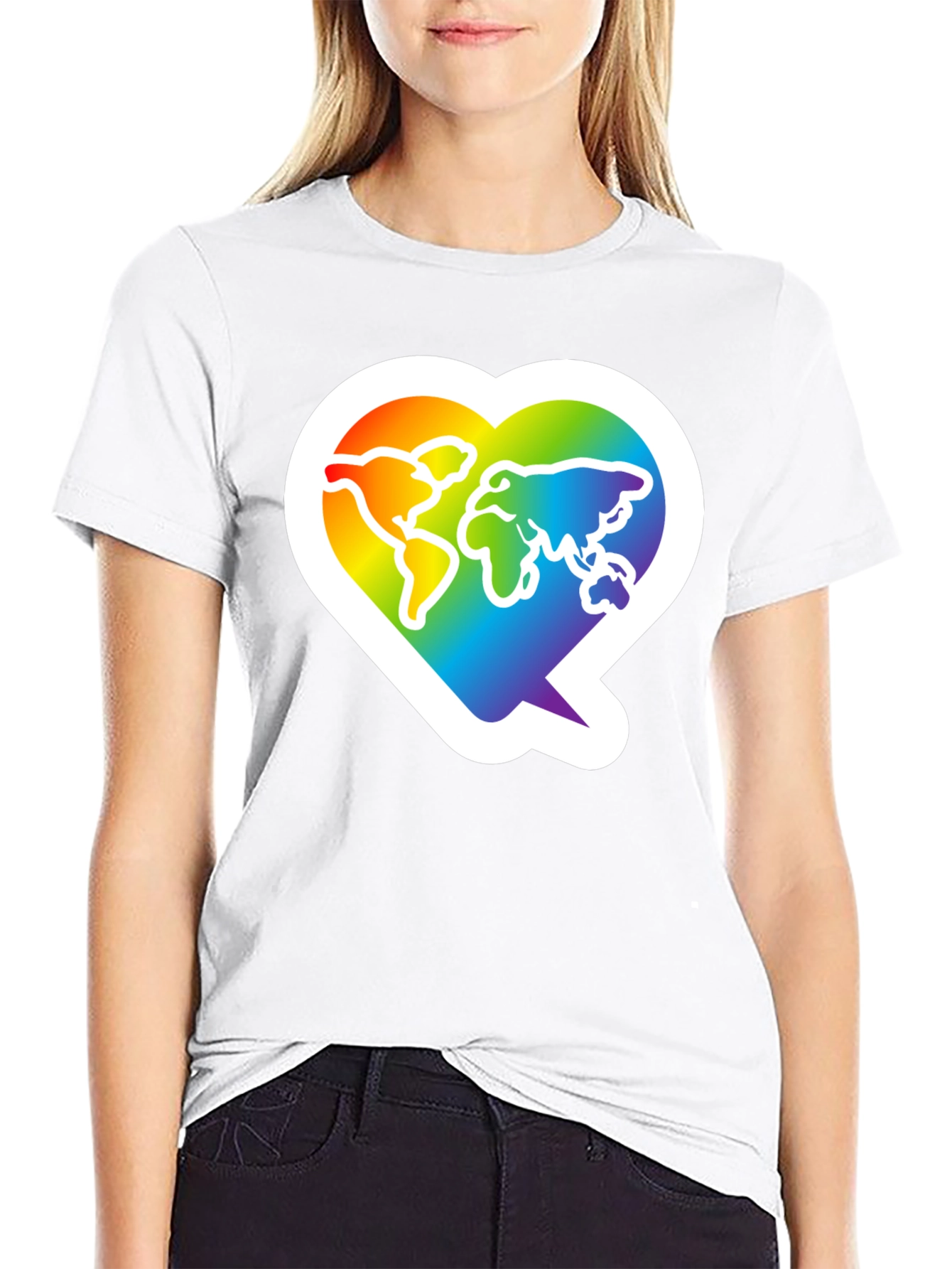 Rainbow World Heart Graphic T-Shirt