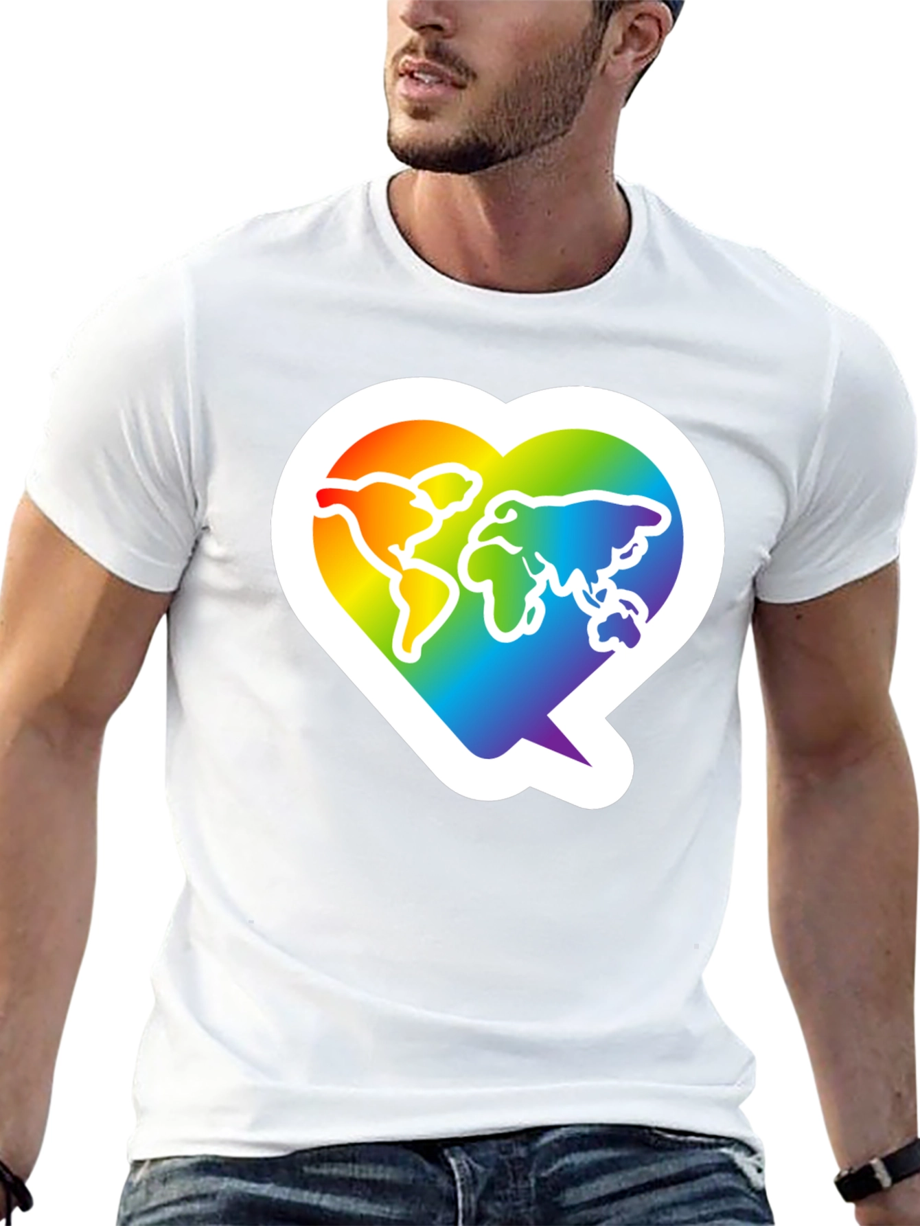 Rainbow World Heart Graphic T-Shirt