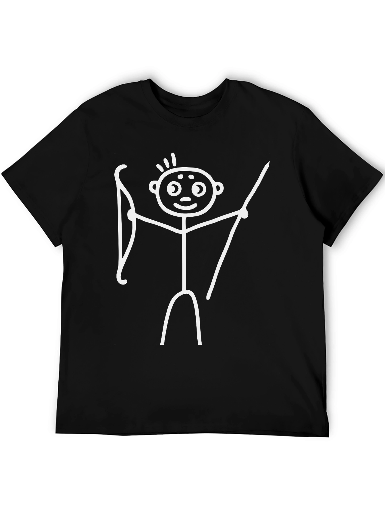 Archer Stick Figure Graphic Tee - Black Cotton Shirt
