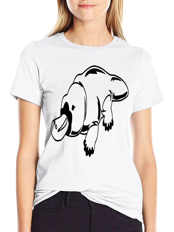 Cool Platypus Graphic Print Black T-Shirt