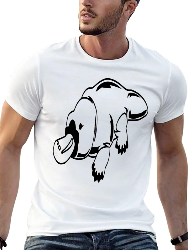 Cool Platypus Graphic Print Black T-Shirt