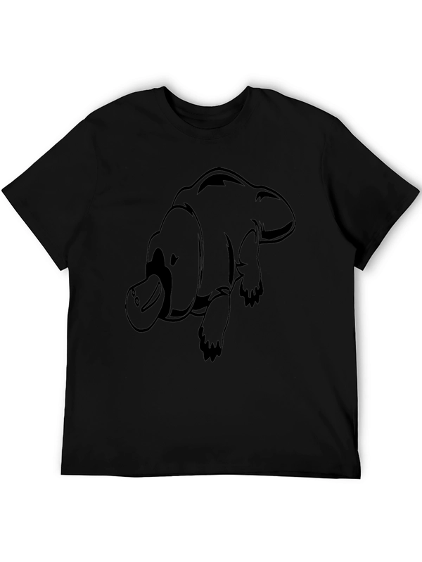 Cool Platypus Graphic Print Black T-Shirt