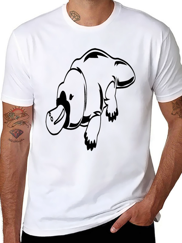 Cool Platypus Graphic Print Black T-Shirt