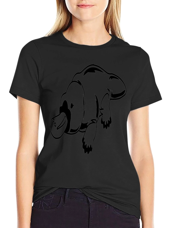 Cool Platypus Graphic Print Black T-Shirt