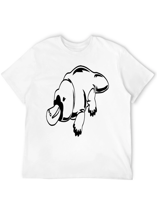 Cool Platypus Graphic Print Black T-Shirt