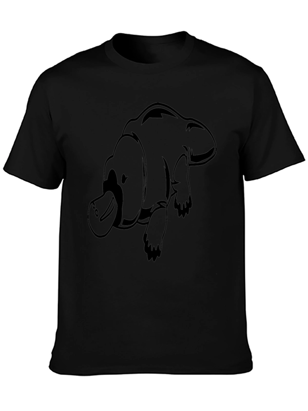 Cool Platypus Graphic Print Black T-Shirt