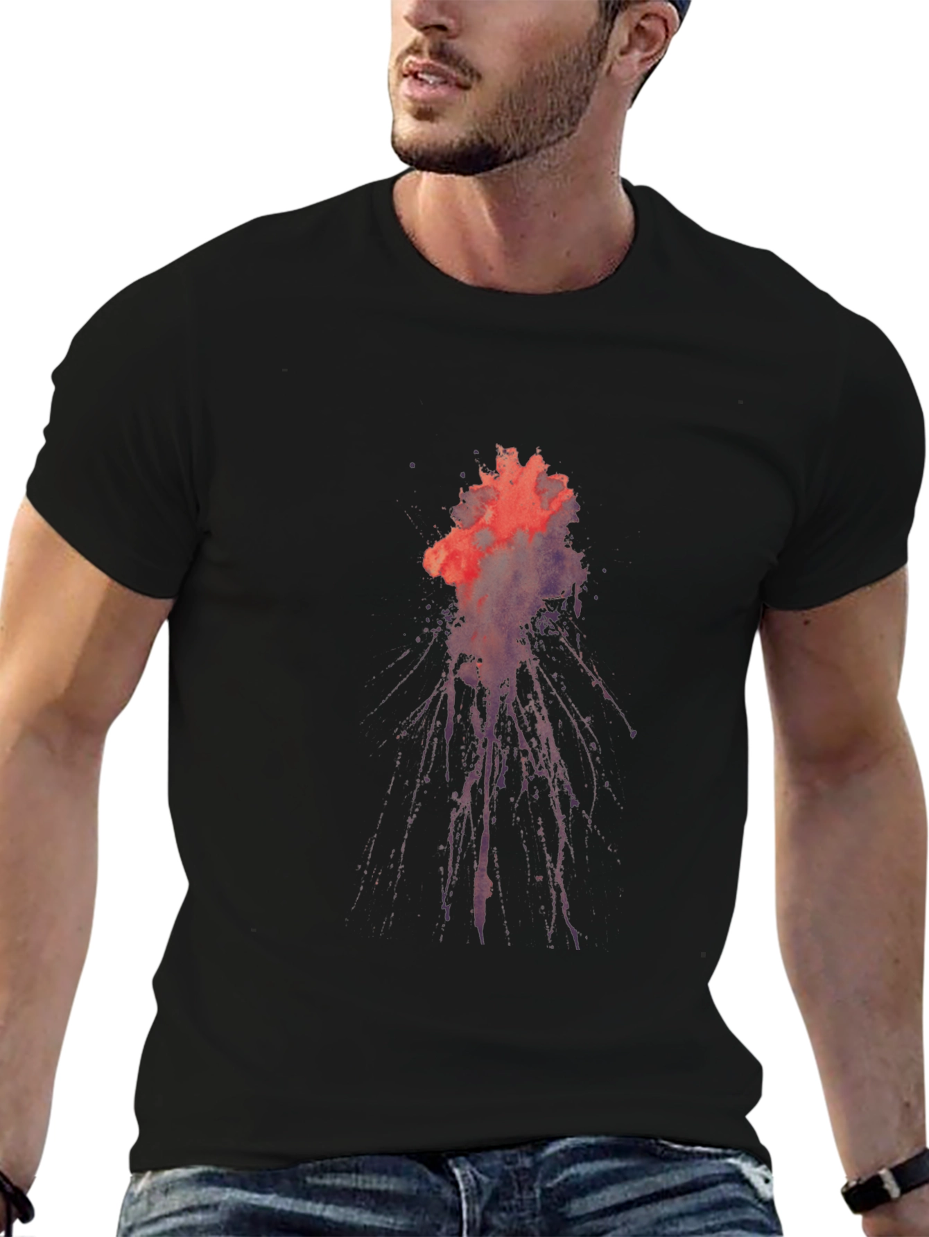 Abstract Splatter Graphic Tee - Black Cotton Comfort