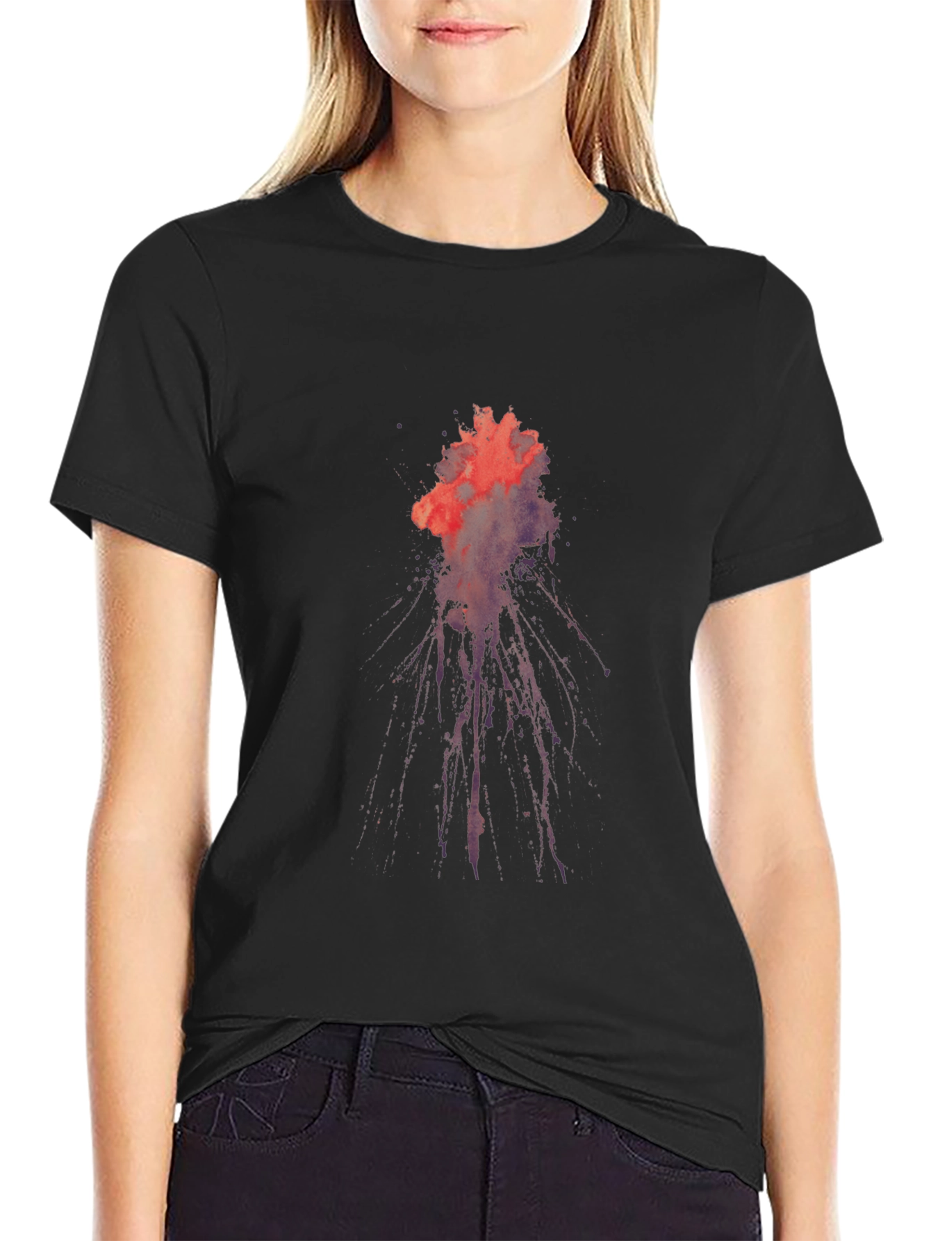 Abstract Splatter Graphic Tee - Black Cotton Comfort