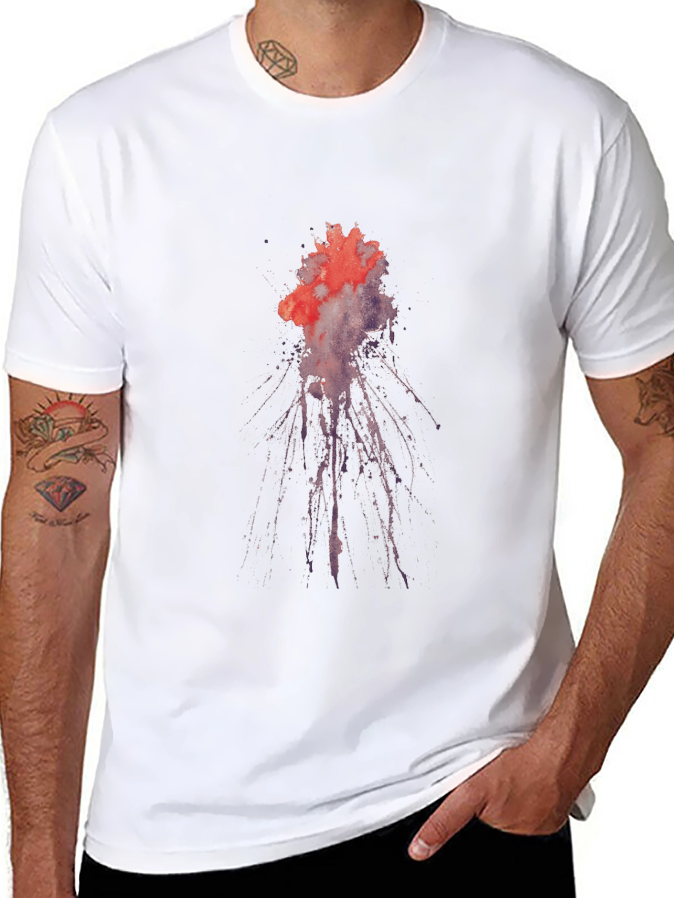 Abstract Splatter Graphic Tee - Black Cotton Comfort