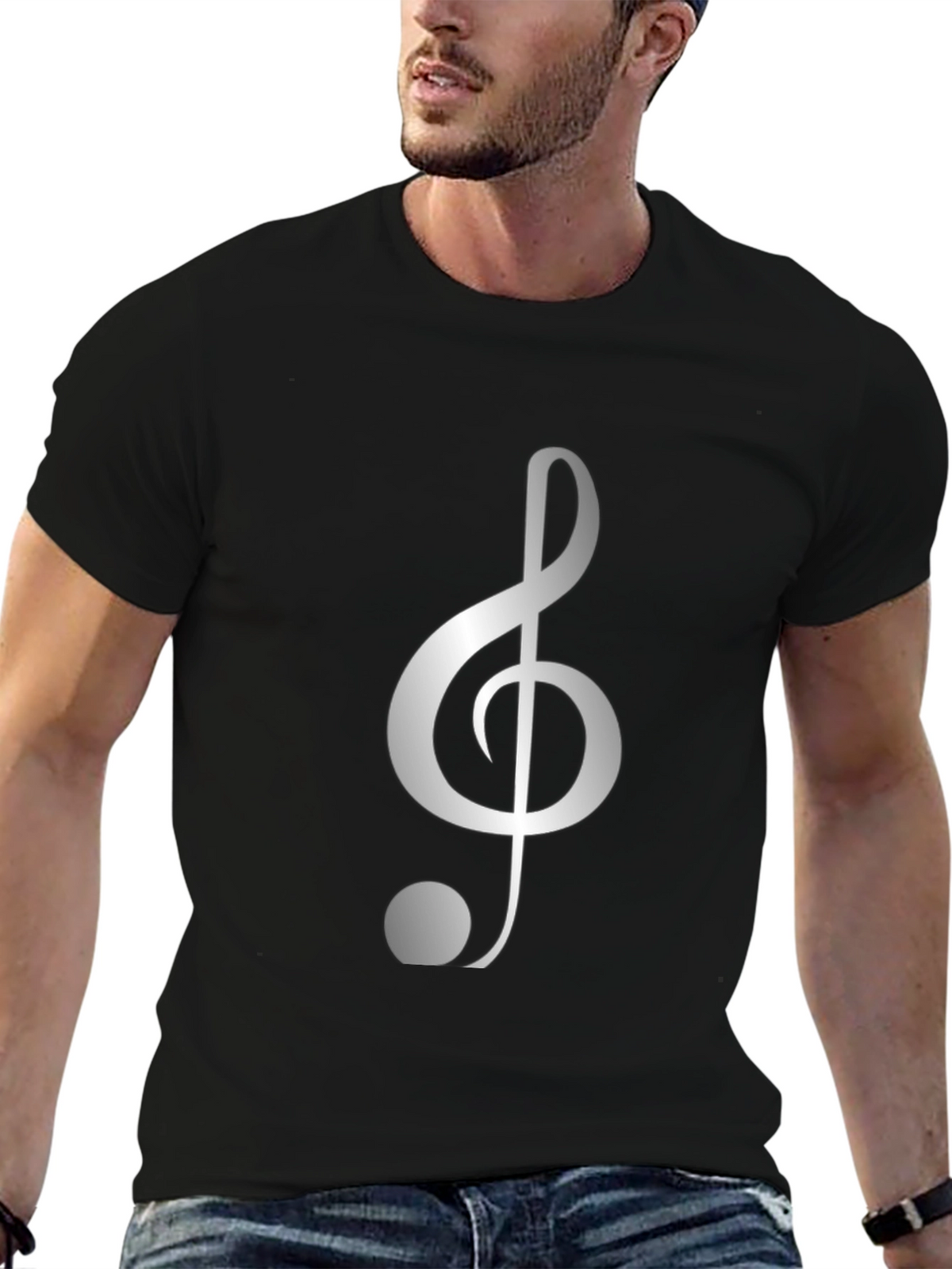 Musical Treble Clef Black T-Shirt