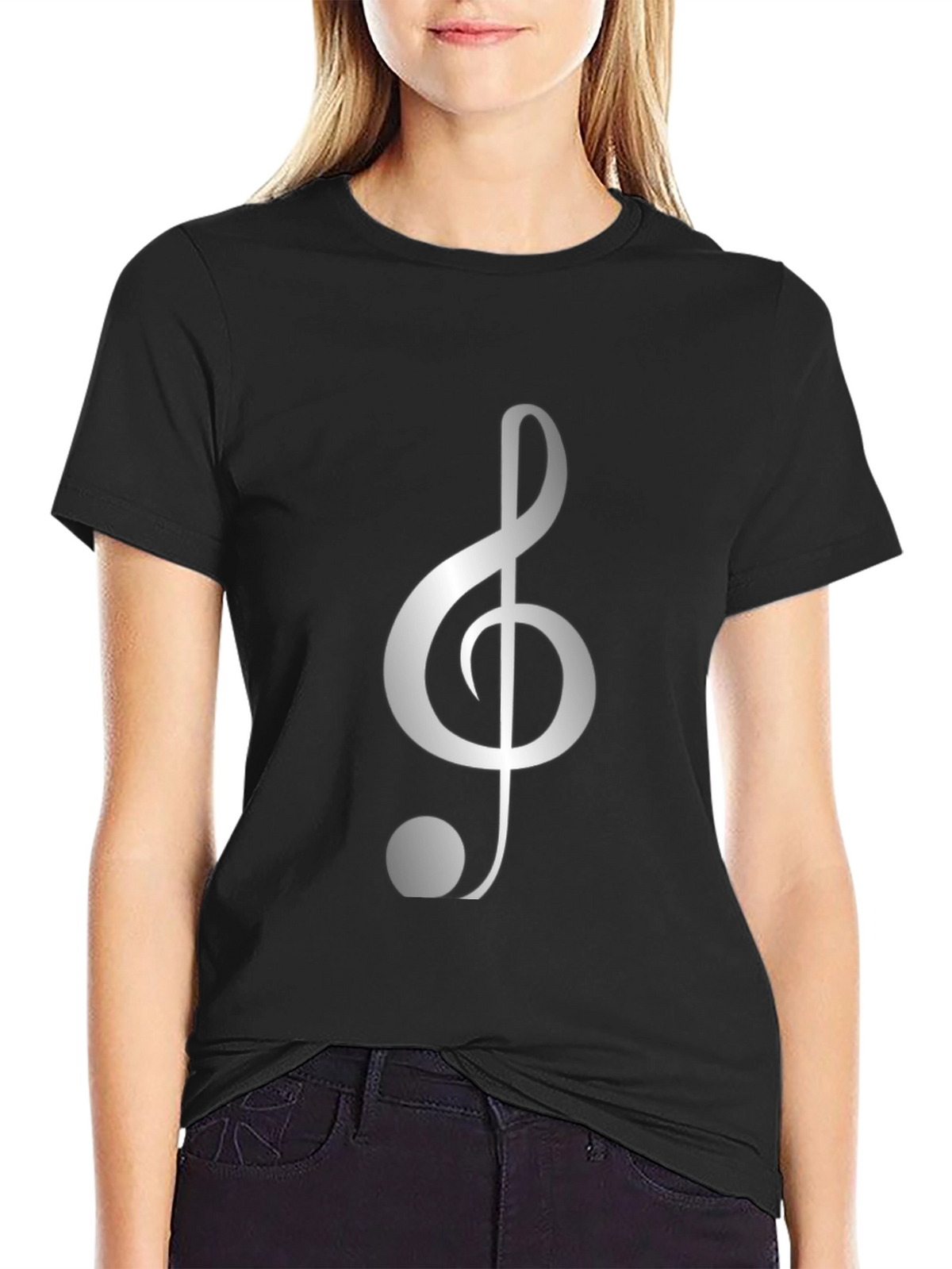Musical Treble Clef Black T-Shirt
