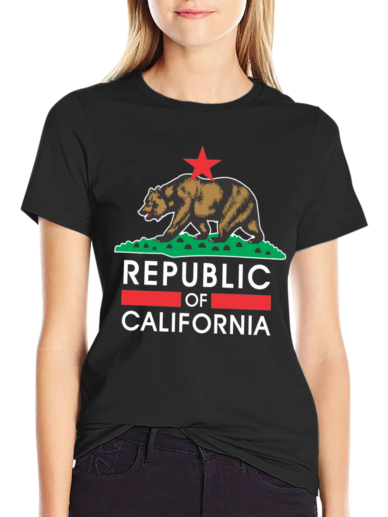 California Republic Bear Graphic Tee - Black