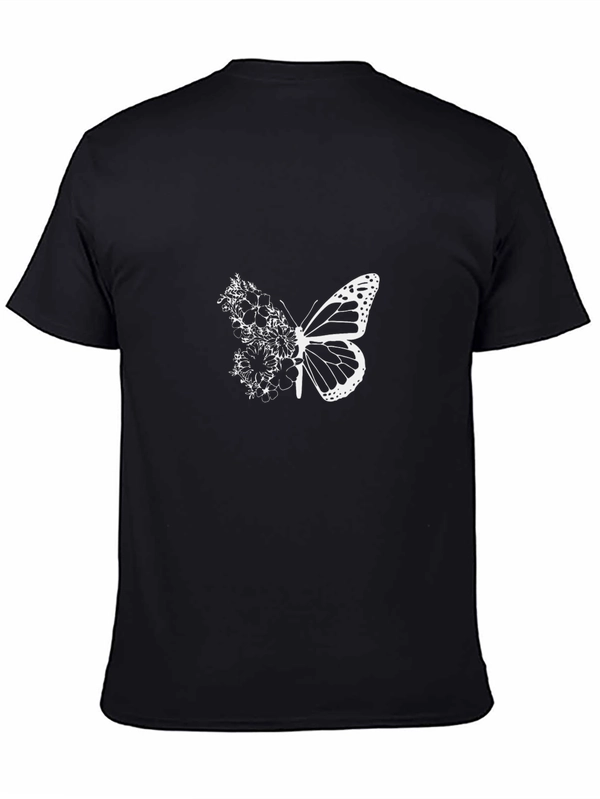 Butterfly Floral Graphic T-Shirt - Black