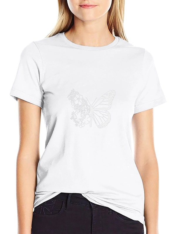 Butterfly Floral Graphic T-Shirt - Black