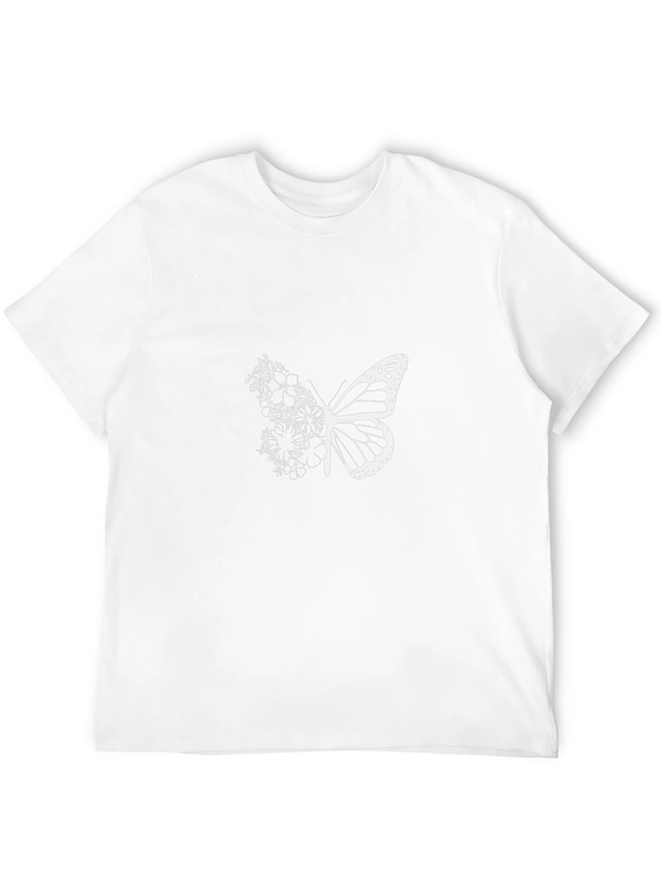 Butterfly Floral Graphic T-Shirt - Black