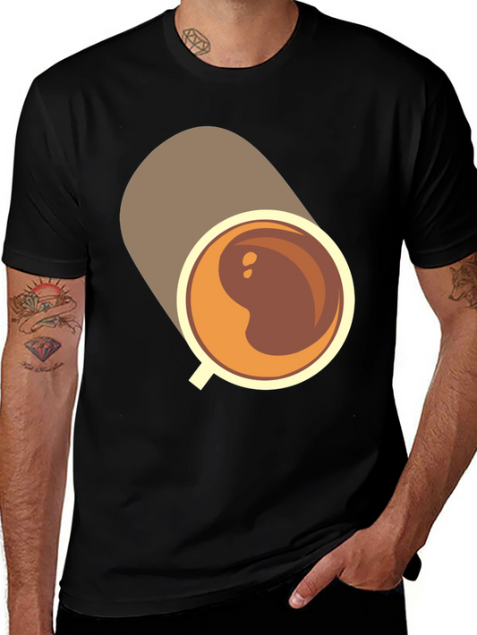 Coffee Cup Graphic Tee - Casual Black T-Shirt