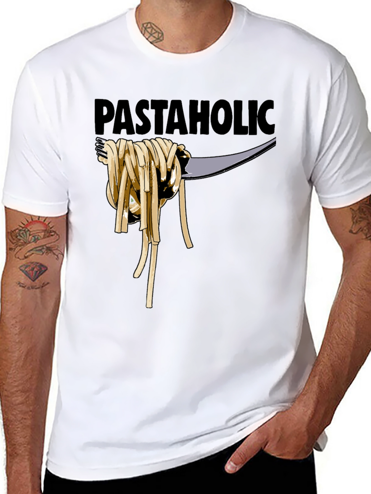 Pastaholic T-Shirt - Black Cotton Graphic Tee