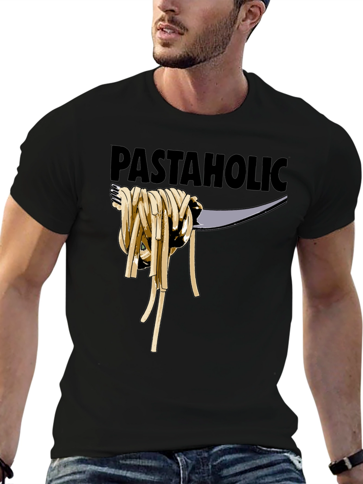 Pastaholic T-Shirt - Black Cotton Graphic Tee