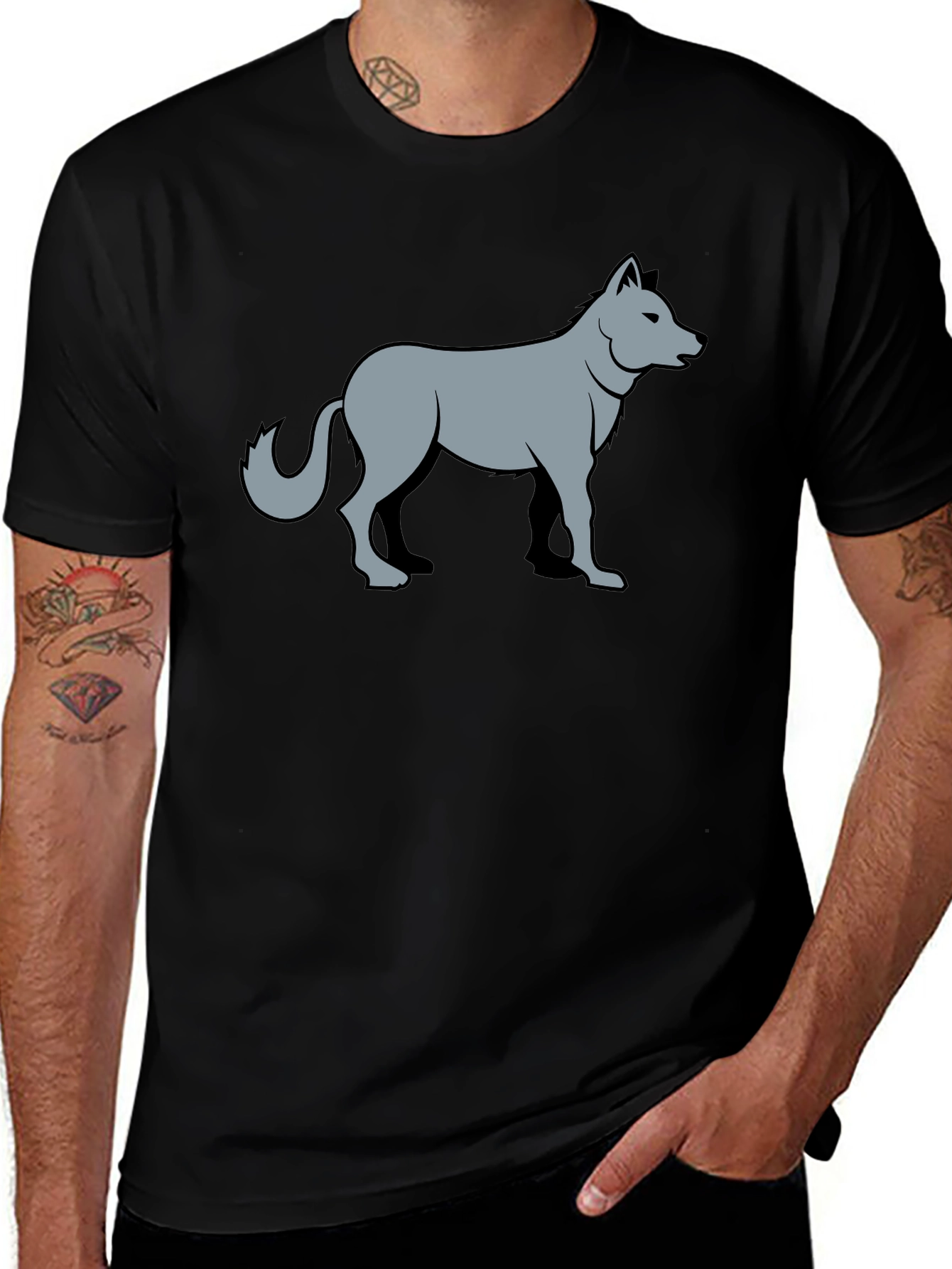 Cool Wolf Graphic Black T-Shirt