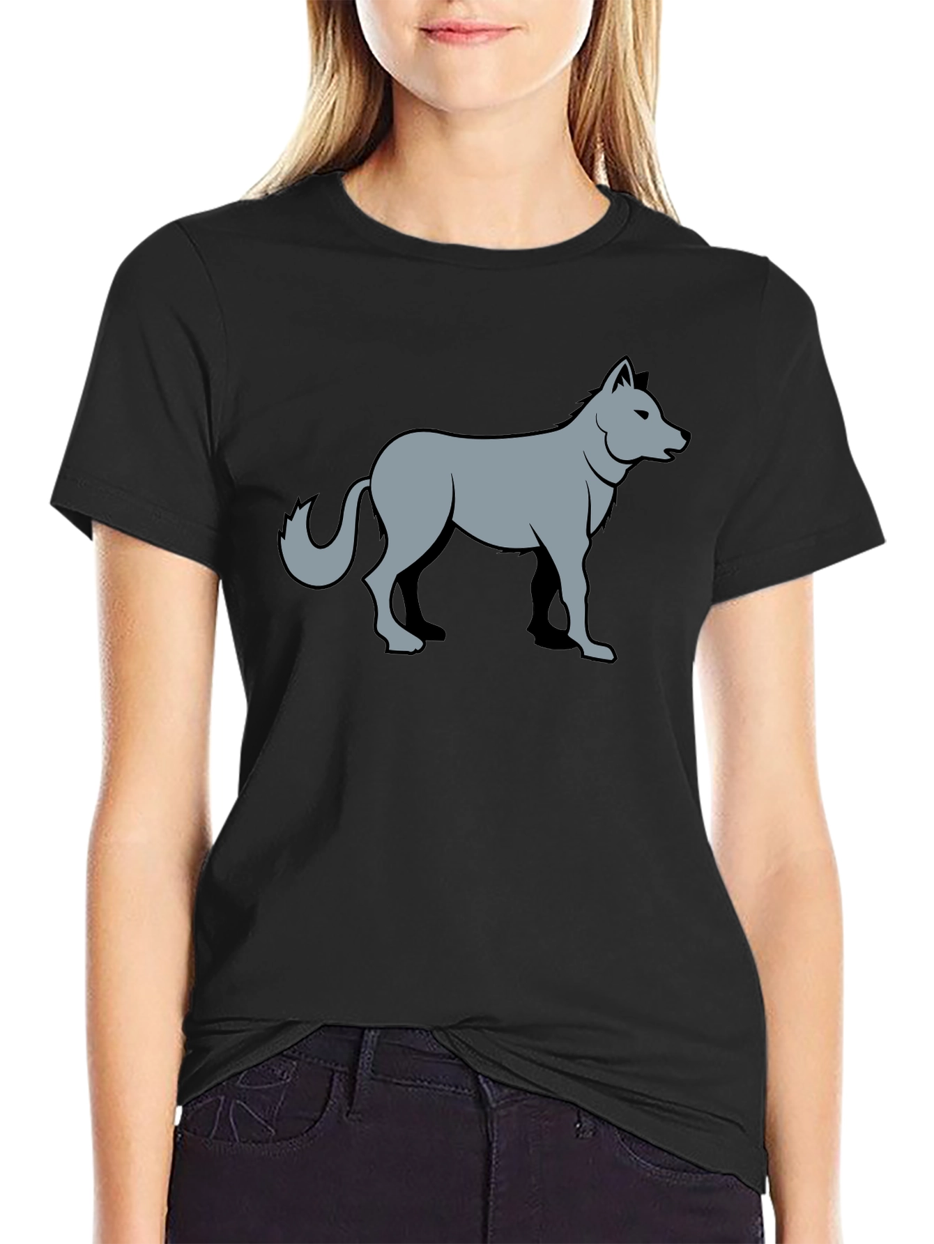 Cool Wolf Graphic Black T-Shirt