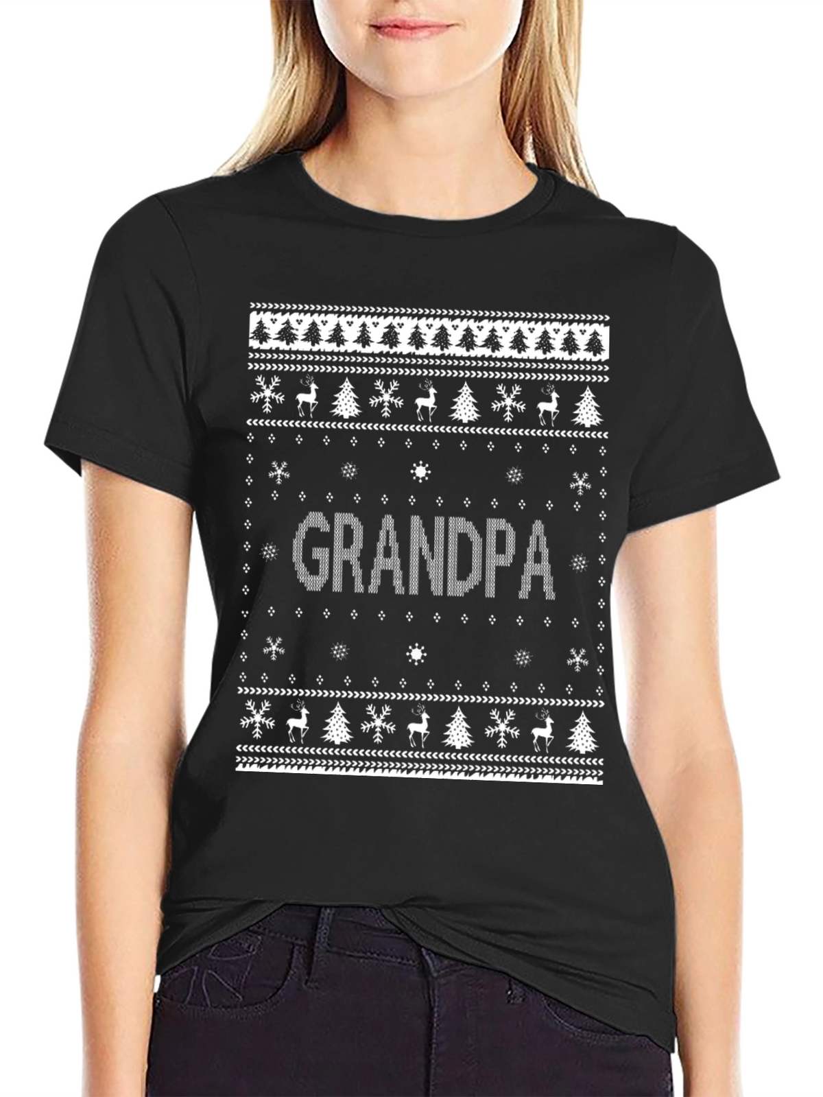 Grandpa Christmas Sweater Style T-Shirt