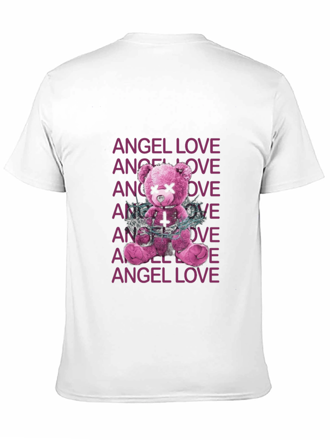 Angel Love Graphic Tee - Edgy Teddy Bear Design
