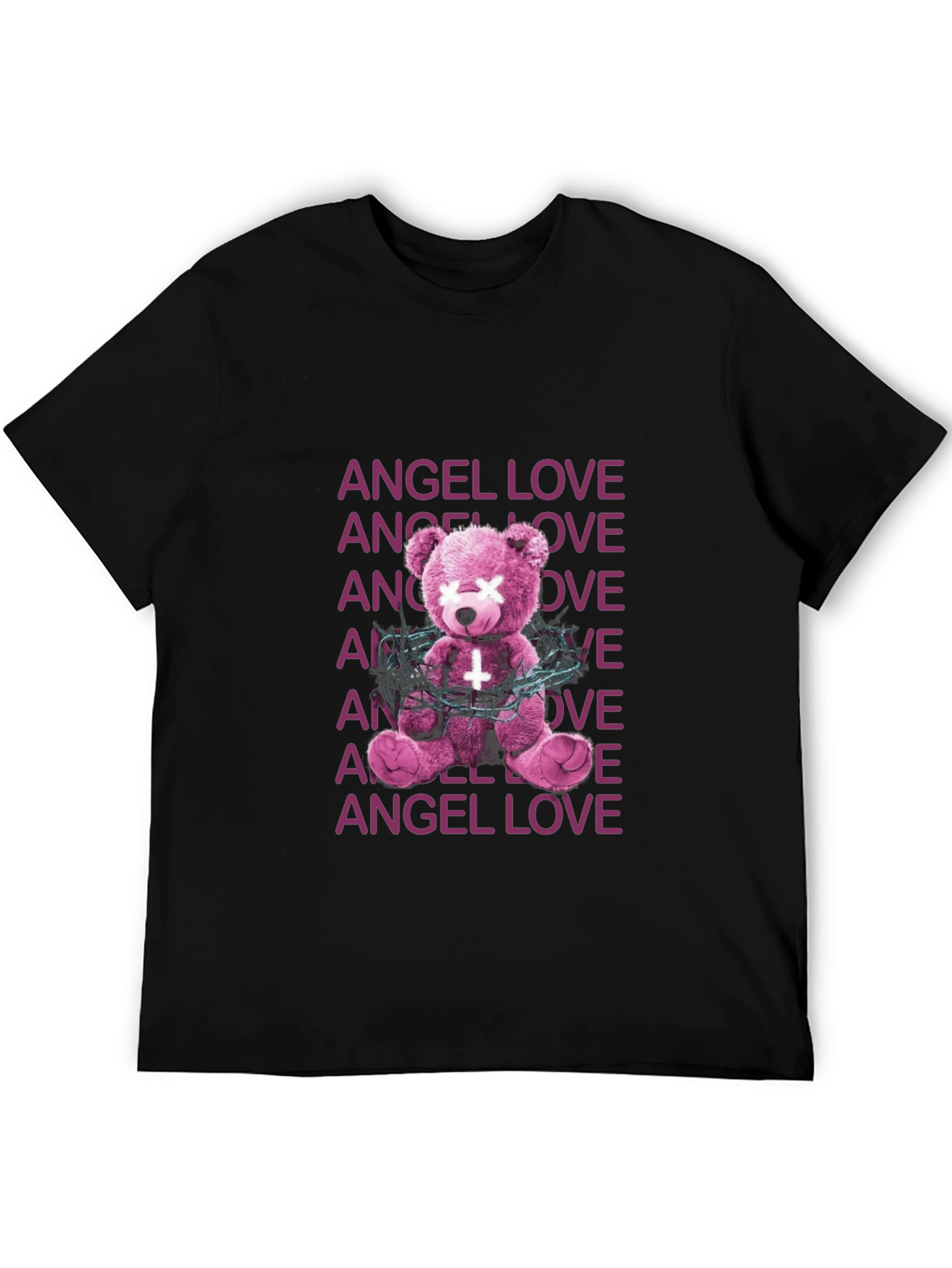 Angel Love Graphic Tee - Edgy Teddy Bear Design