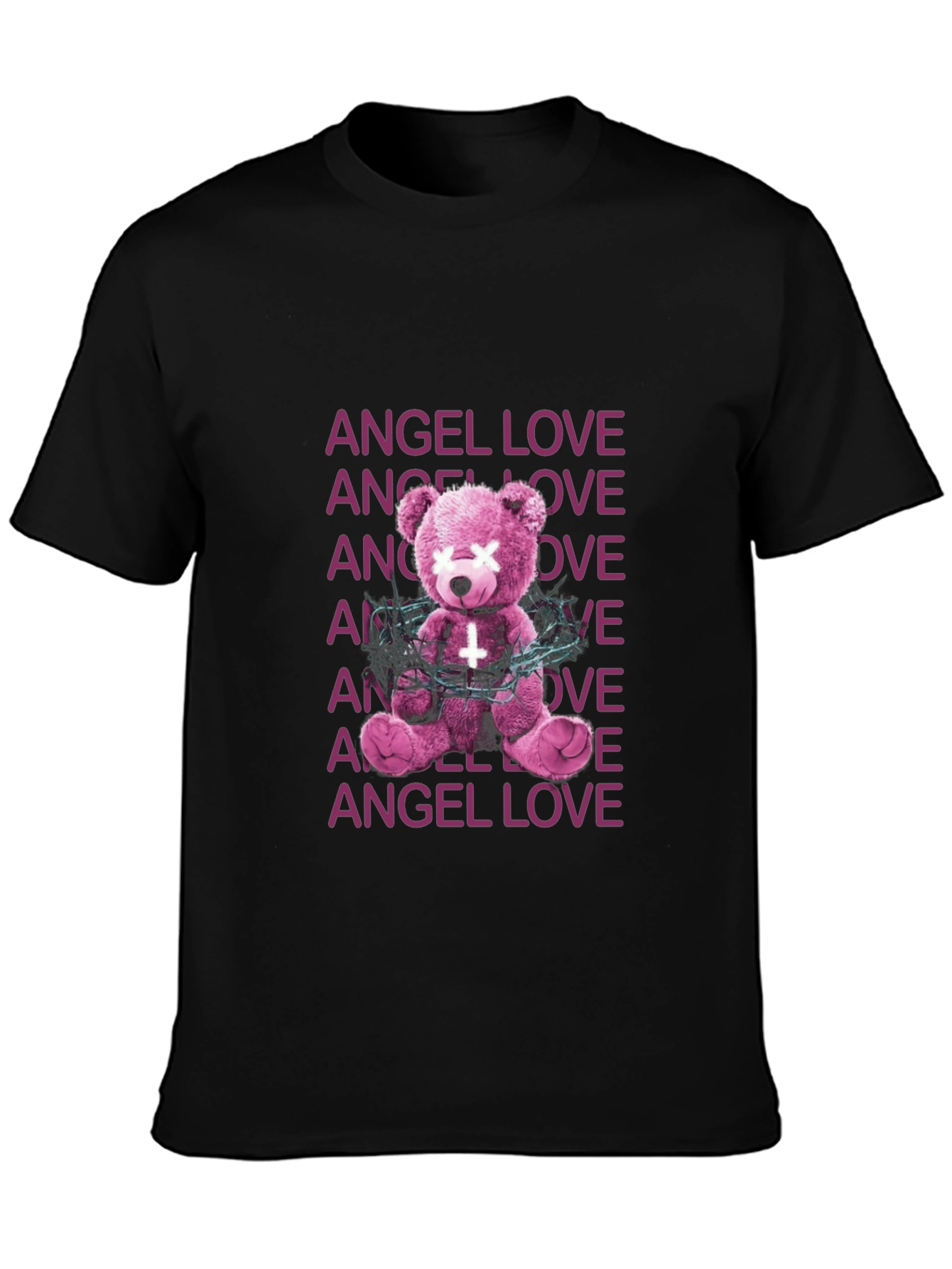 Angel Love Graphic Tee - Edgy Teddy Bear Design
