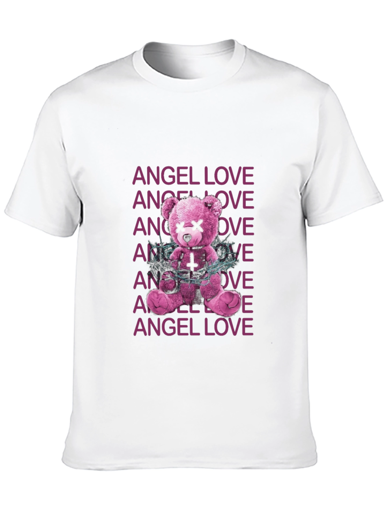 Angel Love Graphic Tee - Edgy Teddy Bear Design