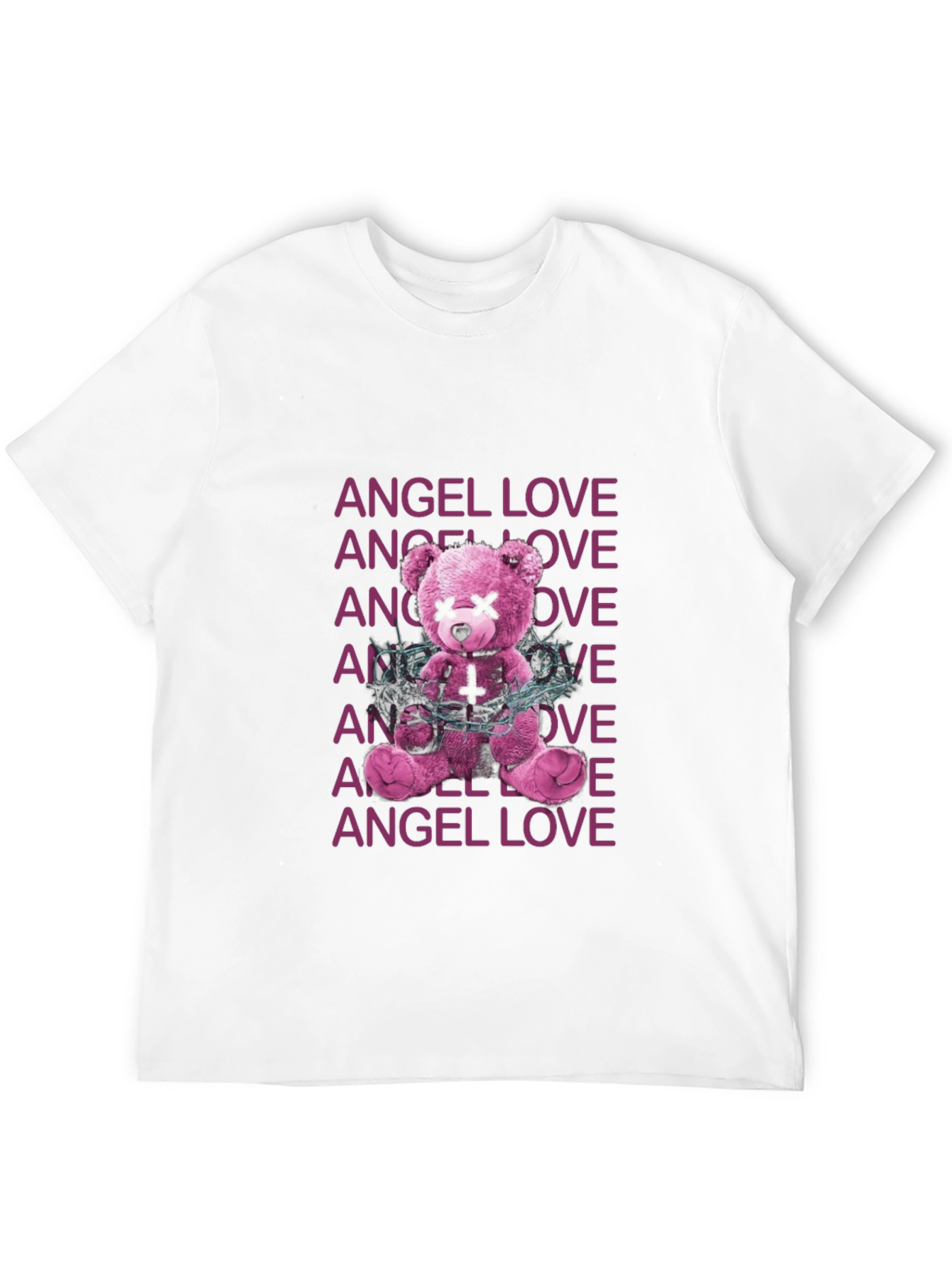 Angel Love Graphic Tee - Edgy Teddy Bear Design