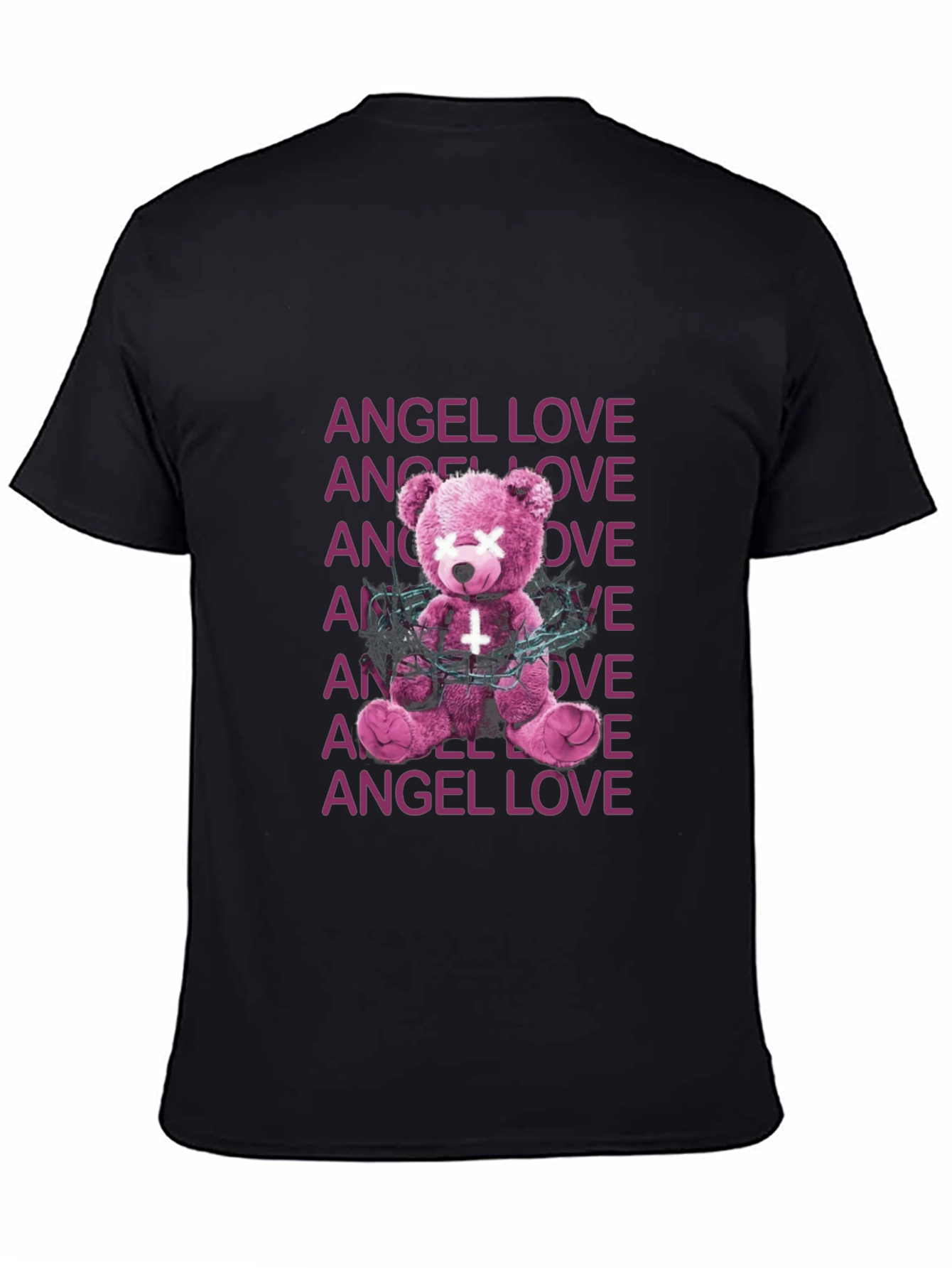 Angel Love Graphic Tee - Edgy Teddy Bear Design