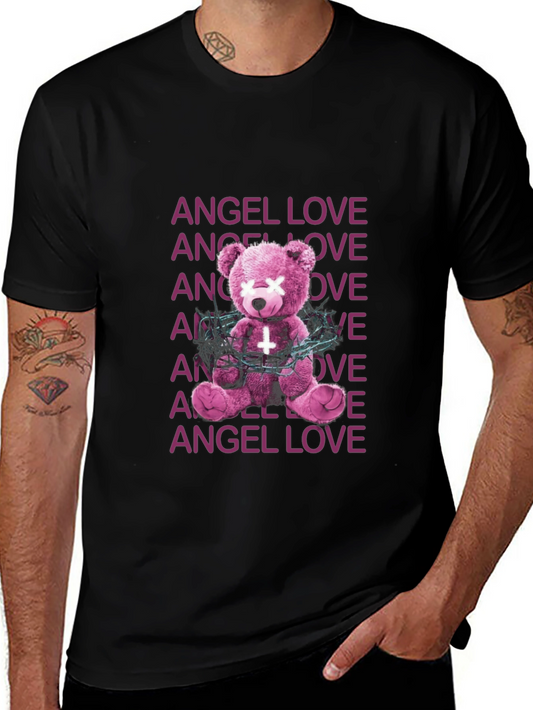 Angel Love Graphic Tee - Edgy Teddy Bear Design