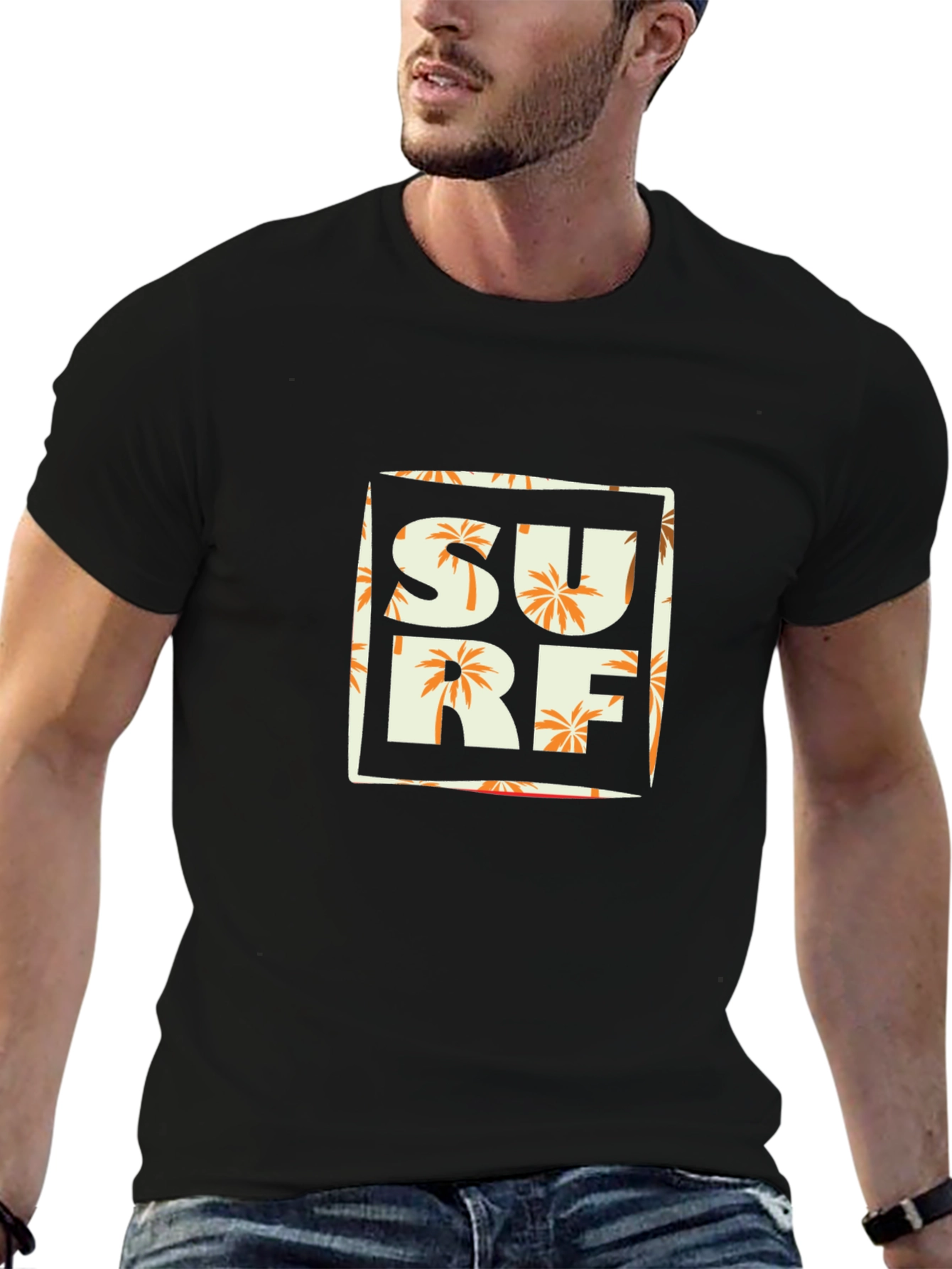 Surf T-Shirt - Tropical Palm Tree Design