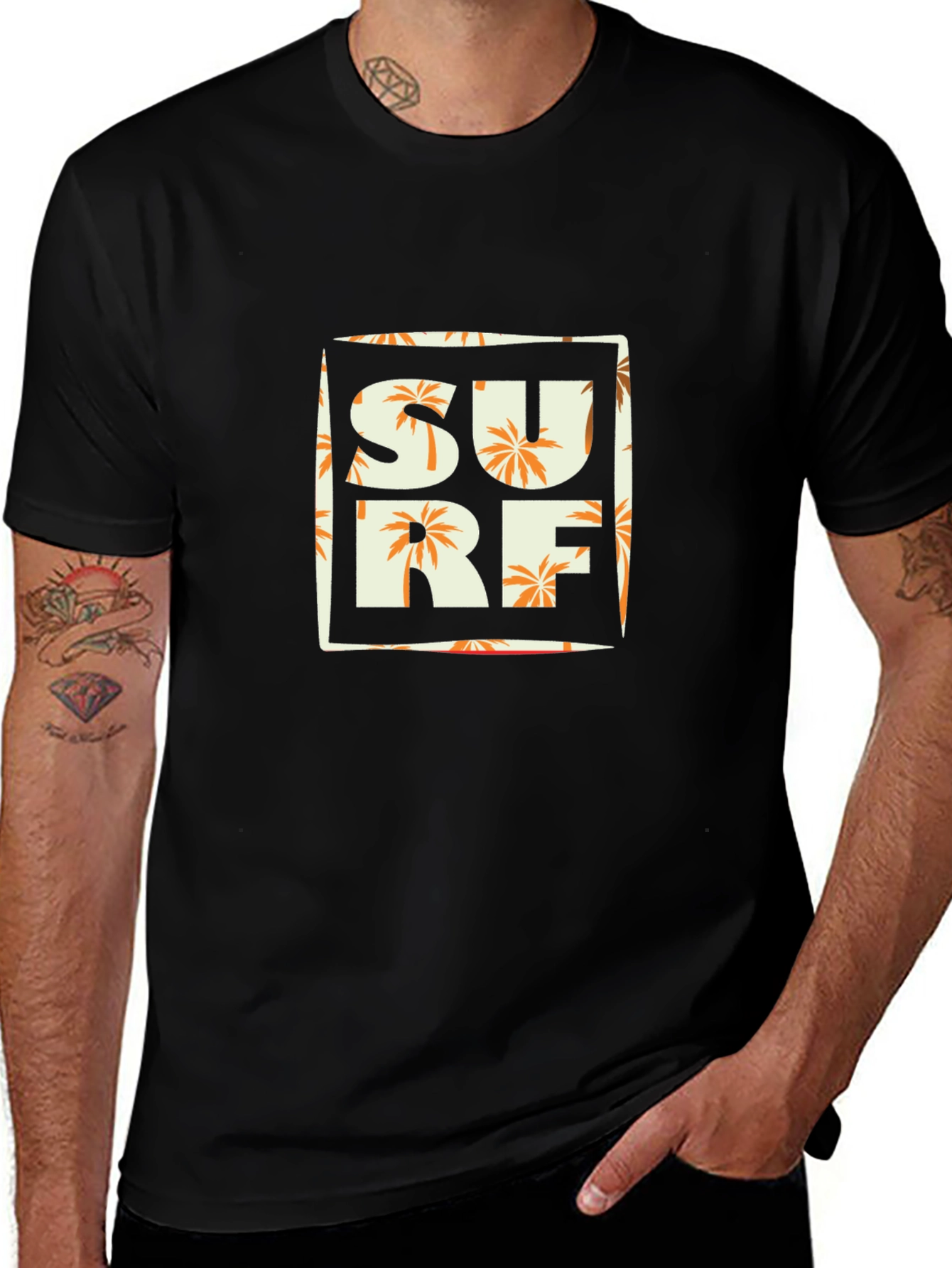 Surf T-Shirt - Tropical Palm Tree Design