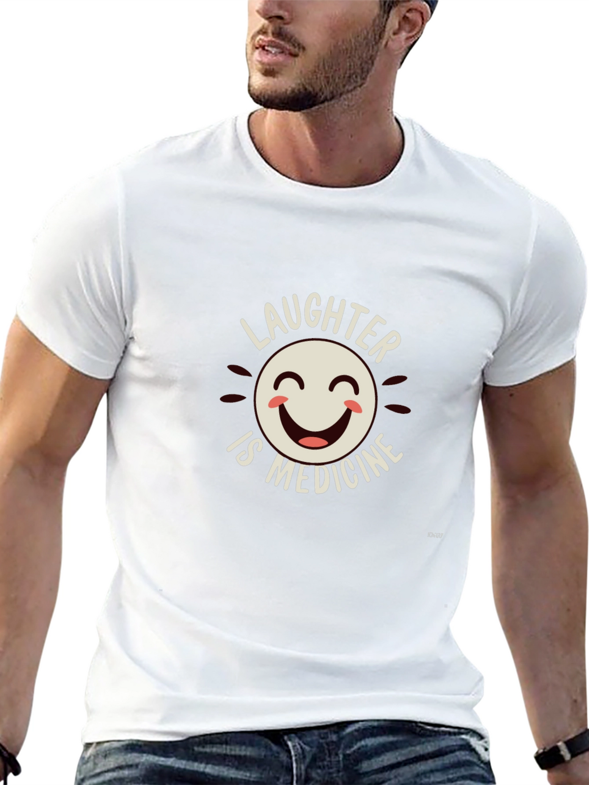Laughter is Medicine Graphic Tee - Black Cotton Blend