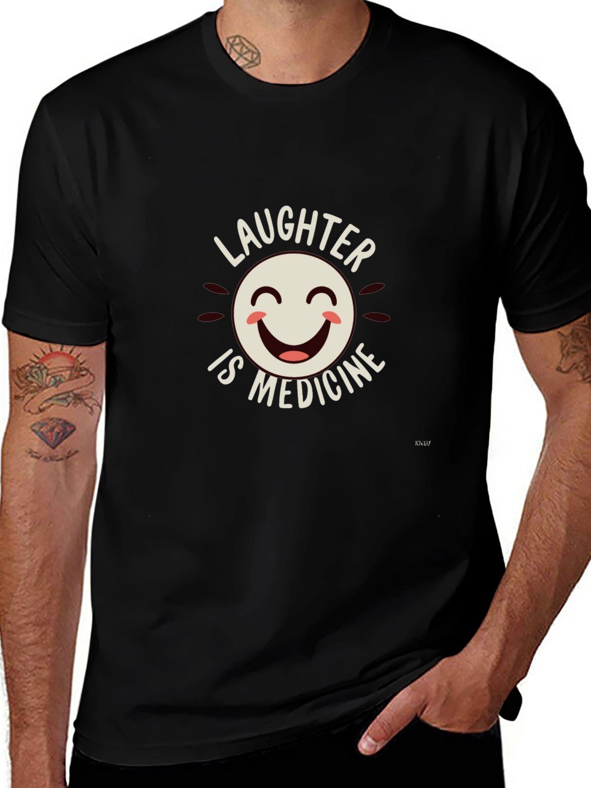 Laughter is Medicine Graphic Tee - Black Cotton Blend